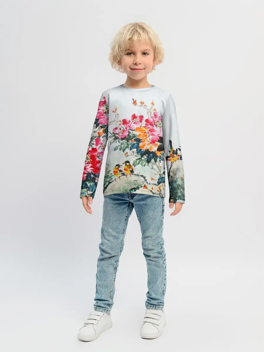 Детский лонгслив / Японские цветы