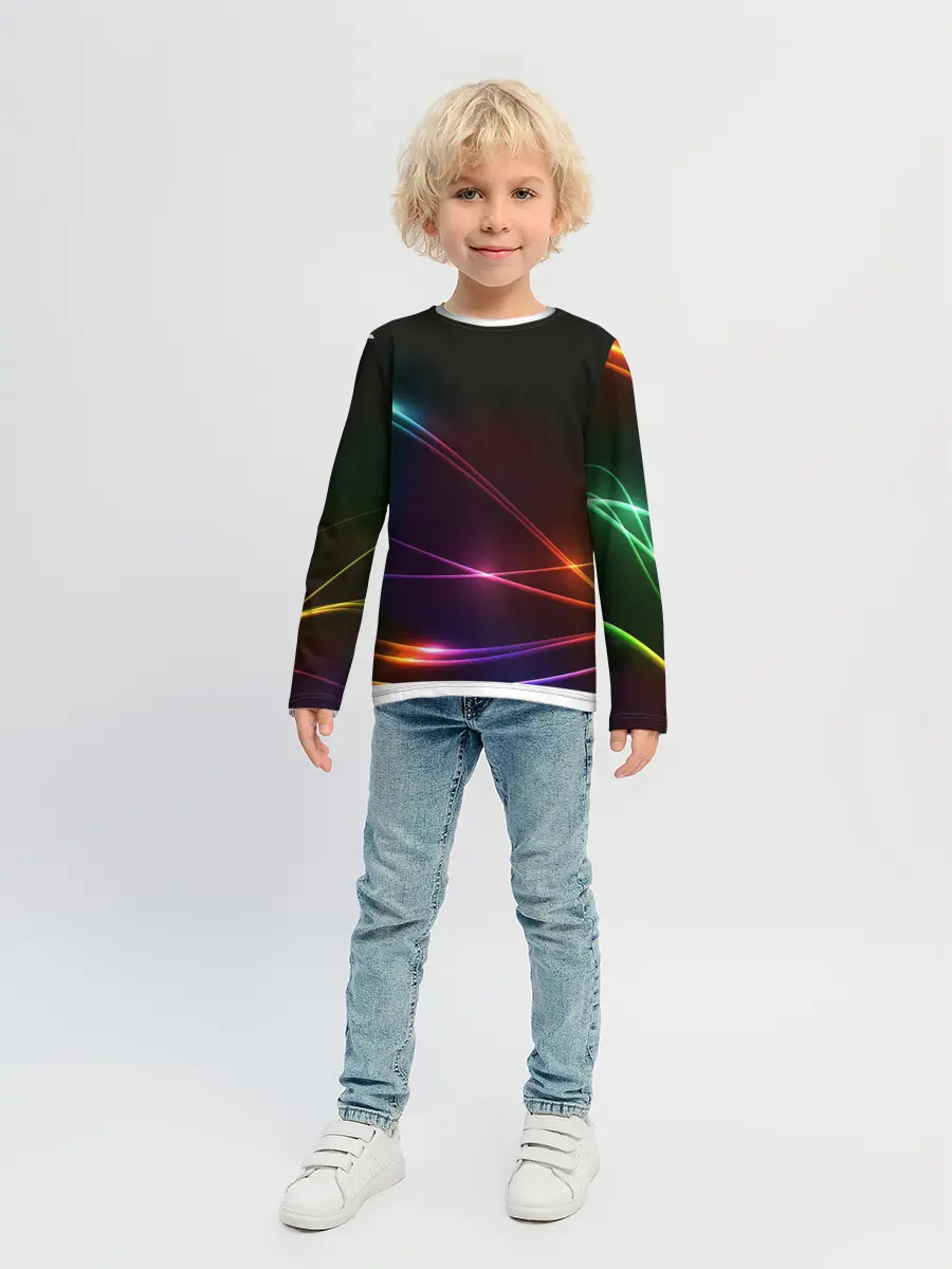 Детский лонгслив / Неоновые Линии