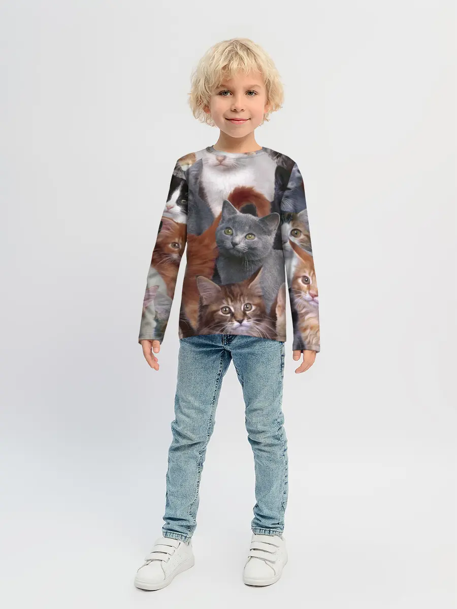Детский лонгслив / Много котов