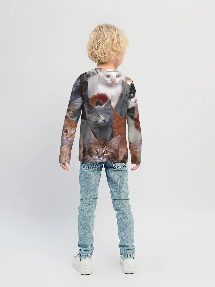 Детский лонгслив / Много котов