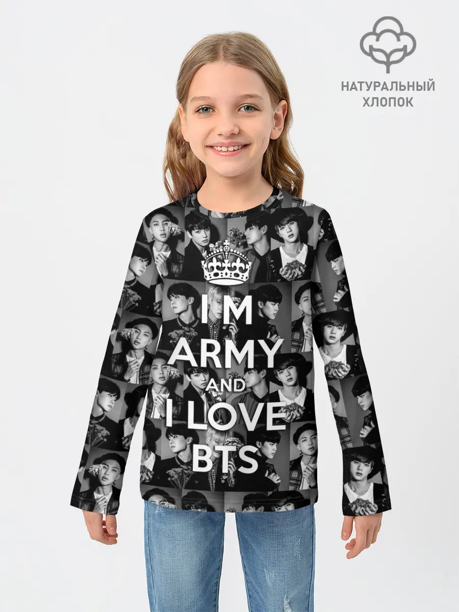 Детский лонгслив / I am army and I lover BTS
