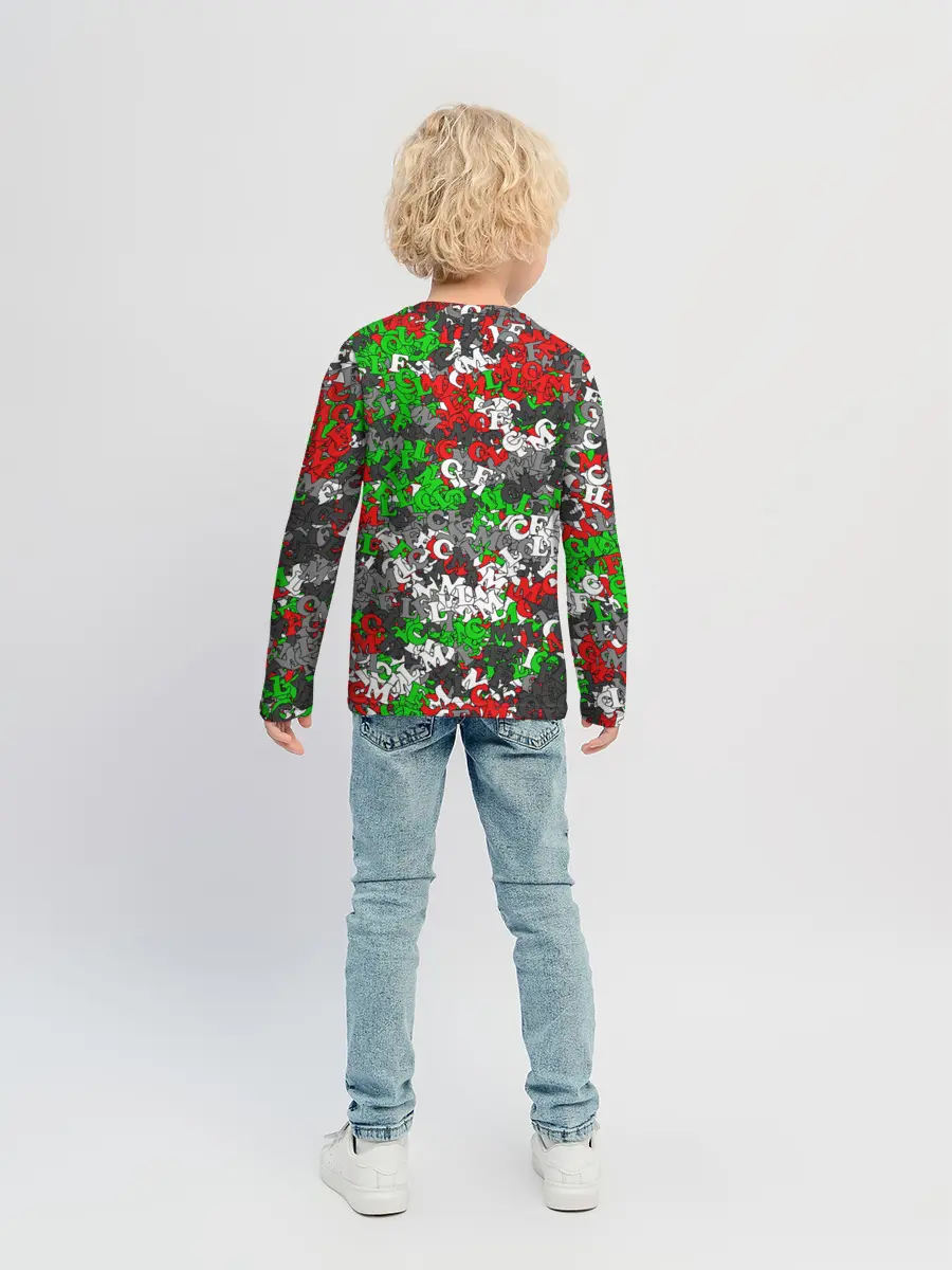 Детский лонгслив / Камуфляж с буквами FCLM