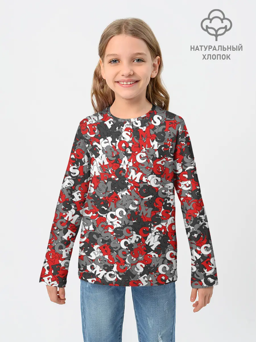 Детский лонгслив / Камуфляж с буквами F.C.S.M