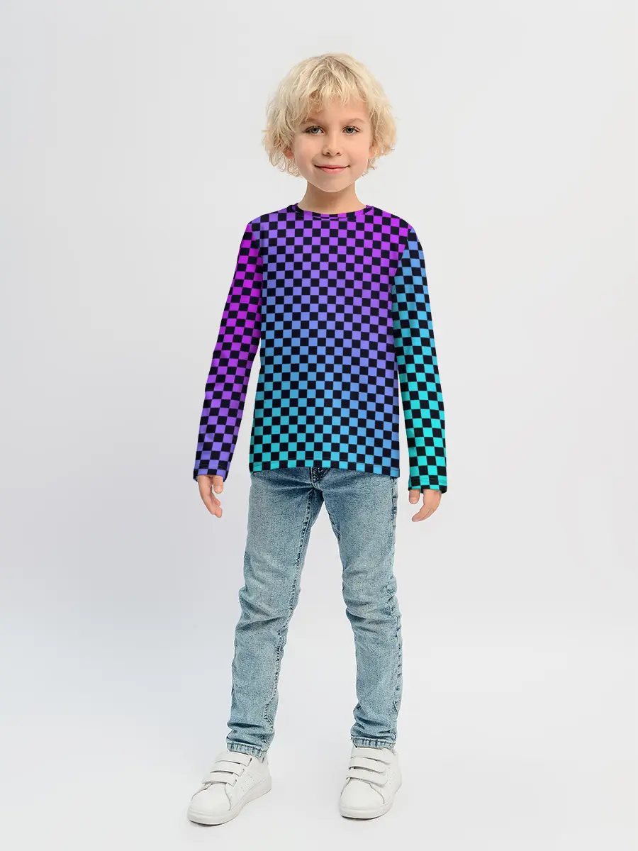 Детский лонгслив / Checkerboard gradient