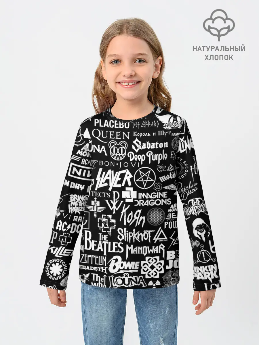 Детский лонгслив / ЛОГОТИПЫ РОК ГРУПП | ROCK
