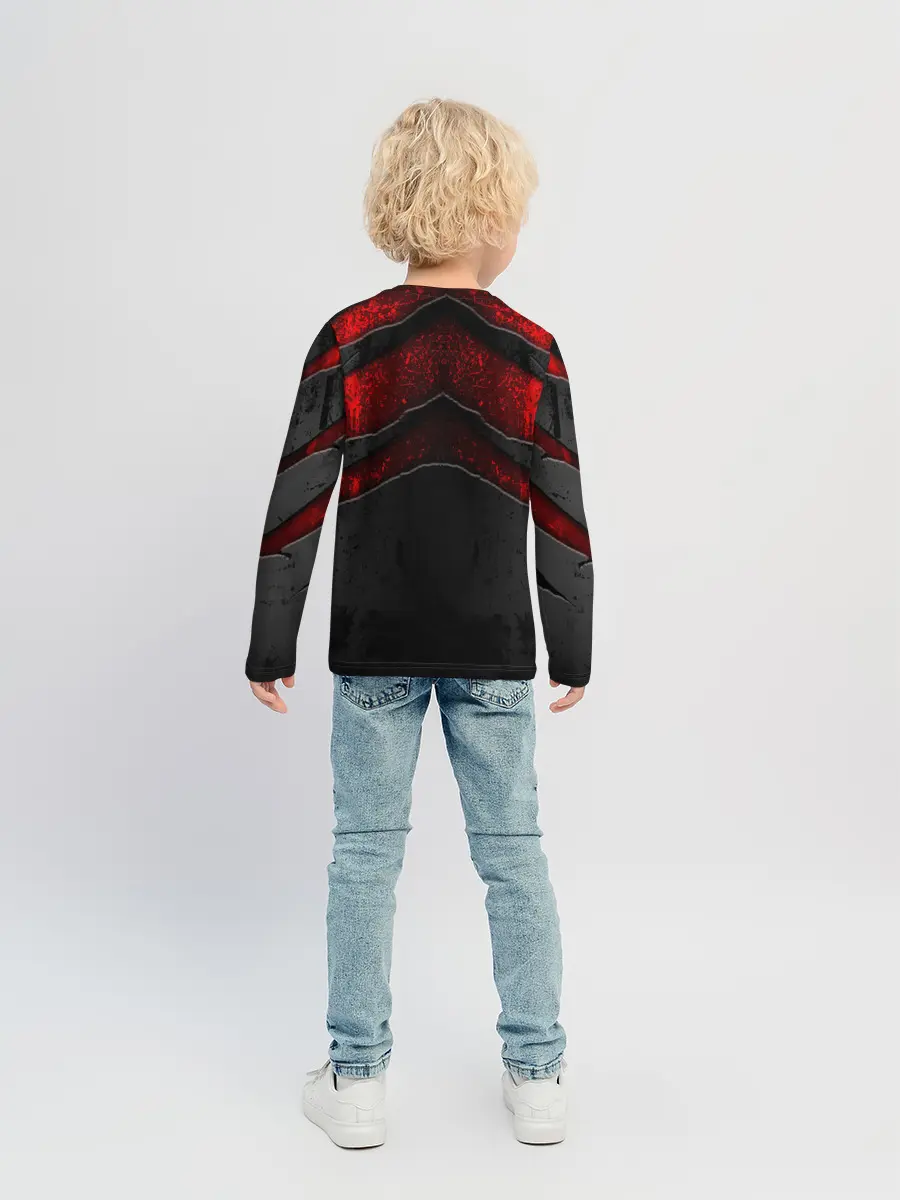 Детский лонгслив / Black & Red Metal