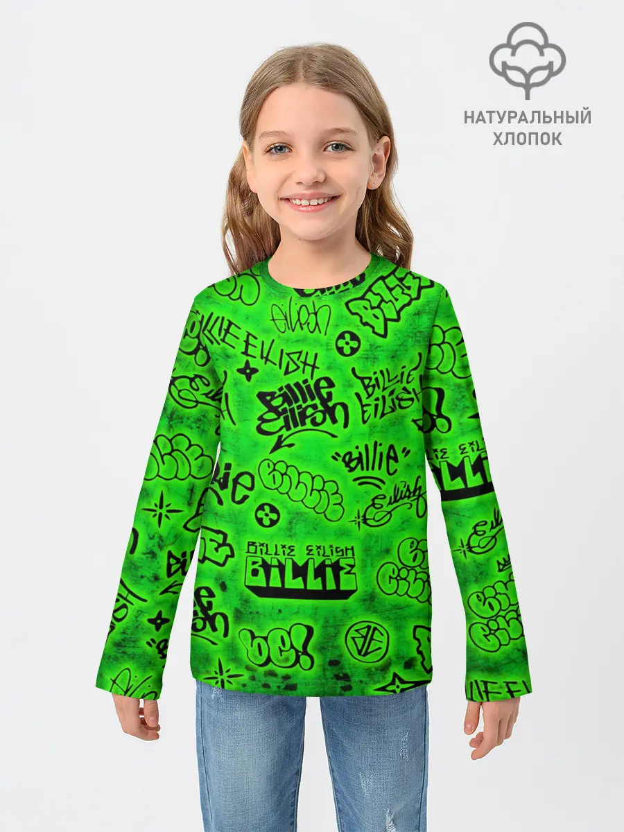 Детский лонгслив / Billie Eilish Graffiti glow