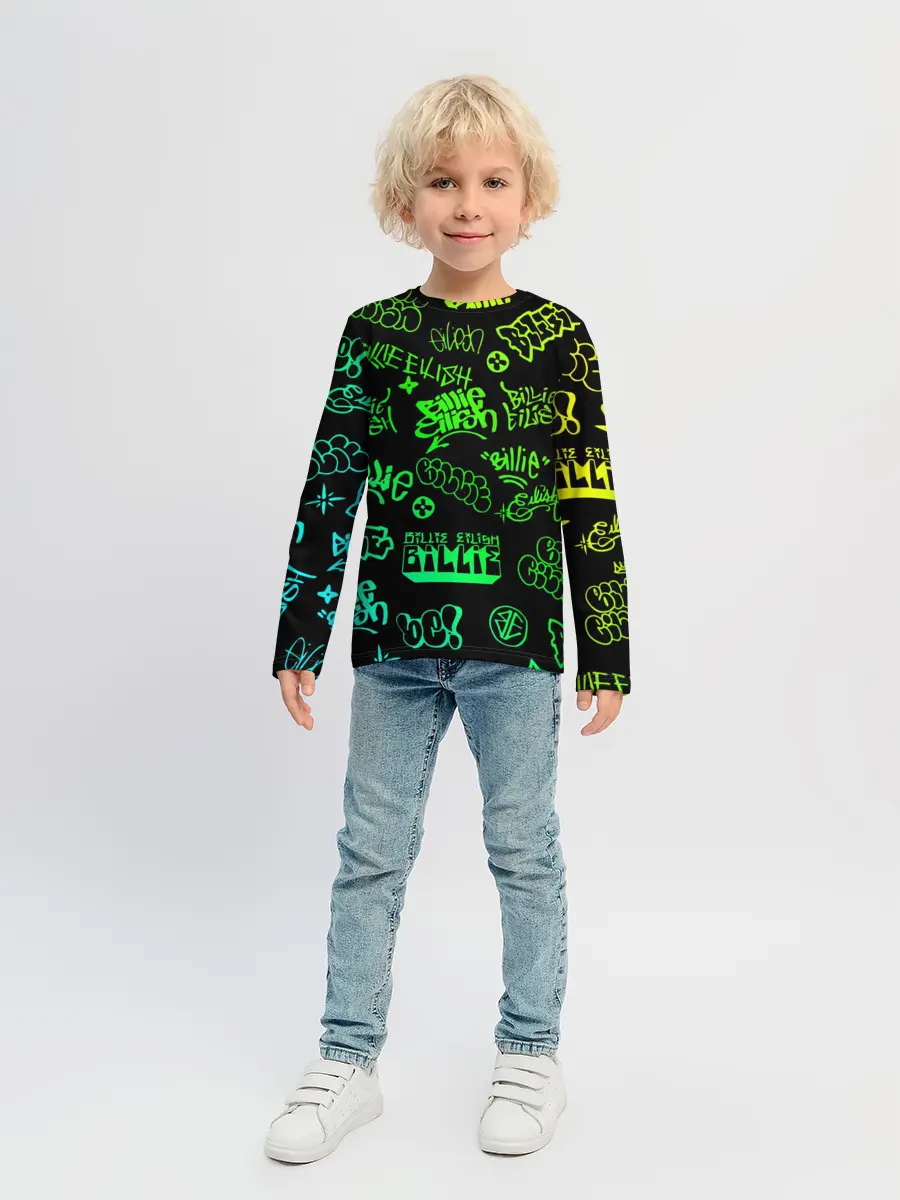Детский лонгслив / Billie Eilish Graffiti gradien