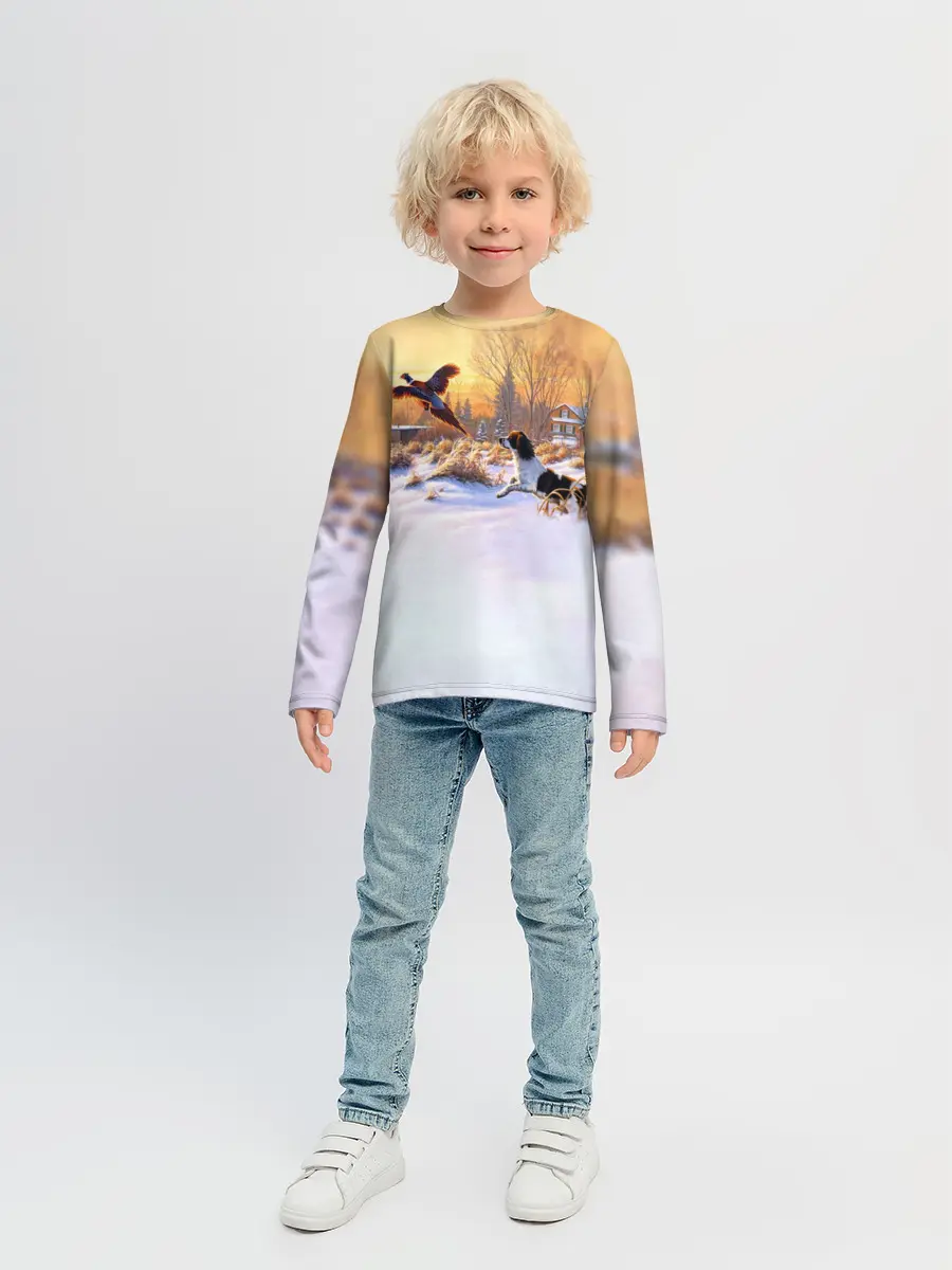 Детский лонгслив / Собака и фазан