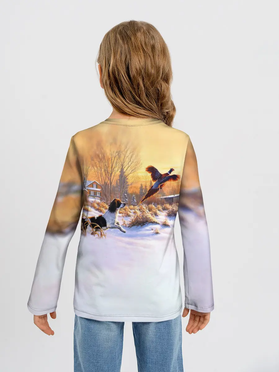 Детский лонгслив / Собака и фазан