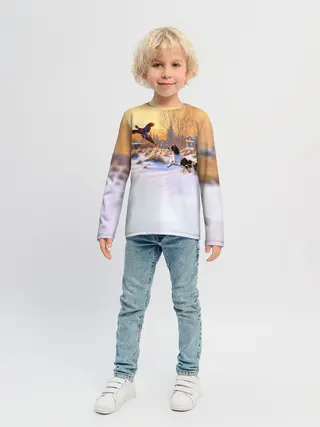 Детский лонгслив / Собака и фазан