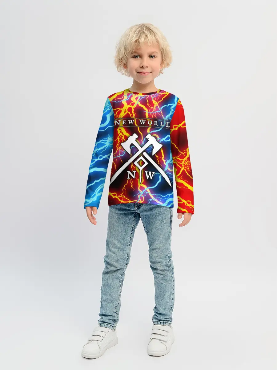 Детский лонгслив / NEW WORLD / НЬЮ ВОРЛД / МОЛНИИ