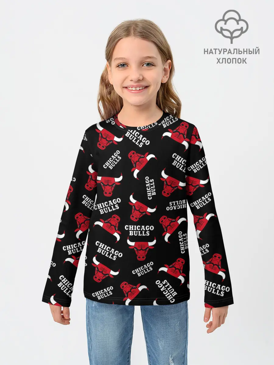 Детский лонгслив / CHICAGO BULLS БЫКИ УЗОР