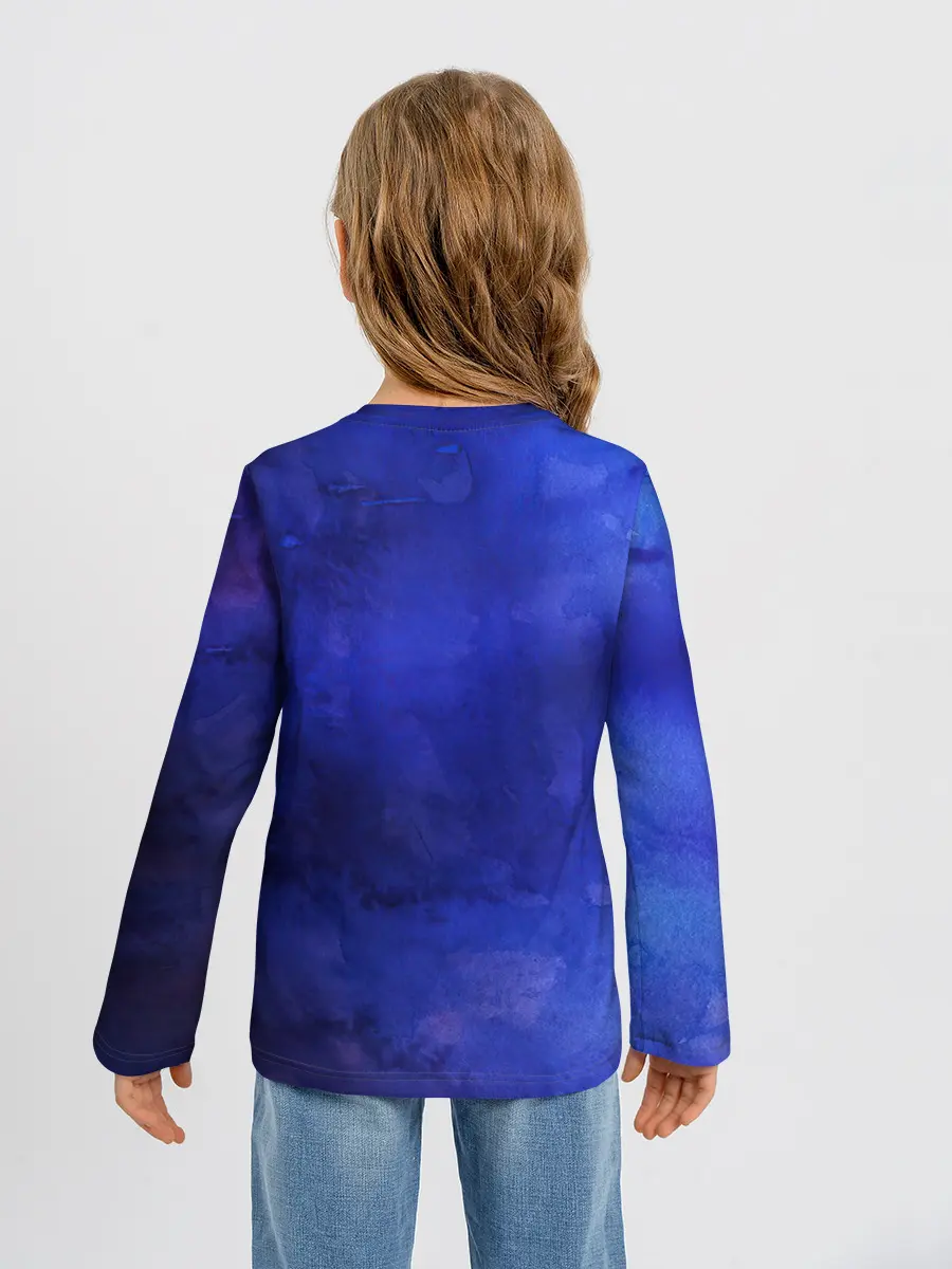 Детский лонгслив / Синее размытие