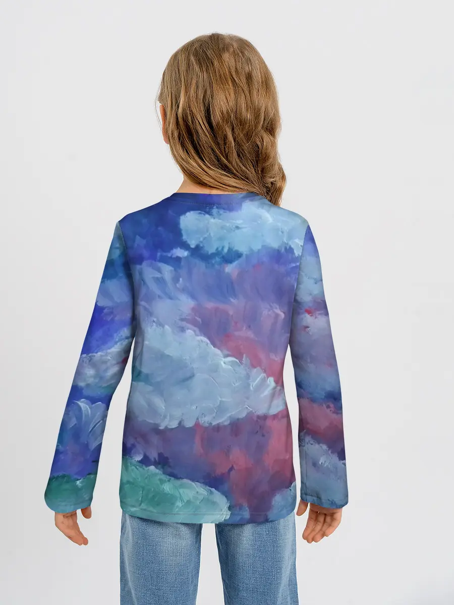 Детский лонгслив / Гуашевые облака