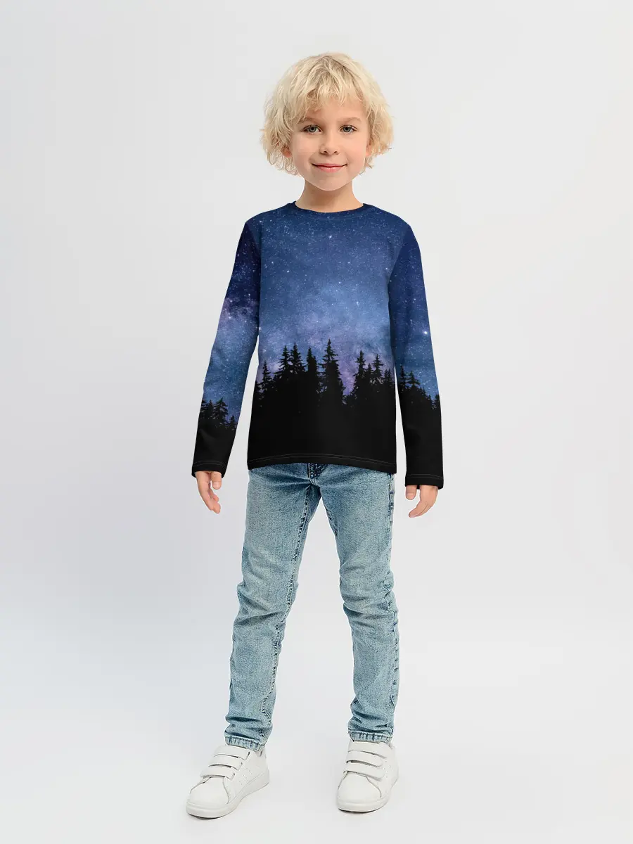 Детский лонгслив / НОЧНОЙ ЛЕС И ЗВЕЗДЫ