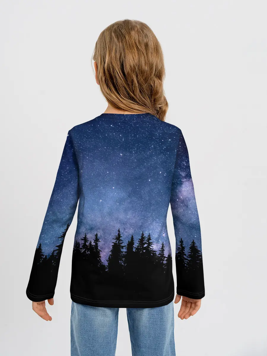 Детский лонгслив / НОЧНОЙ ЛЕС И ЗВЕЗДЫ