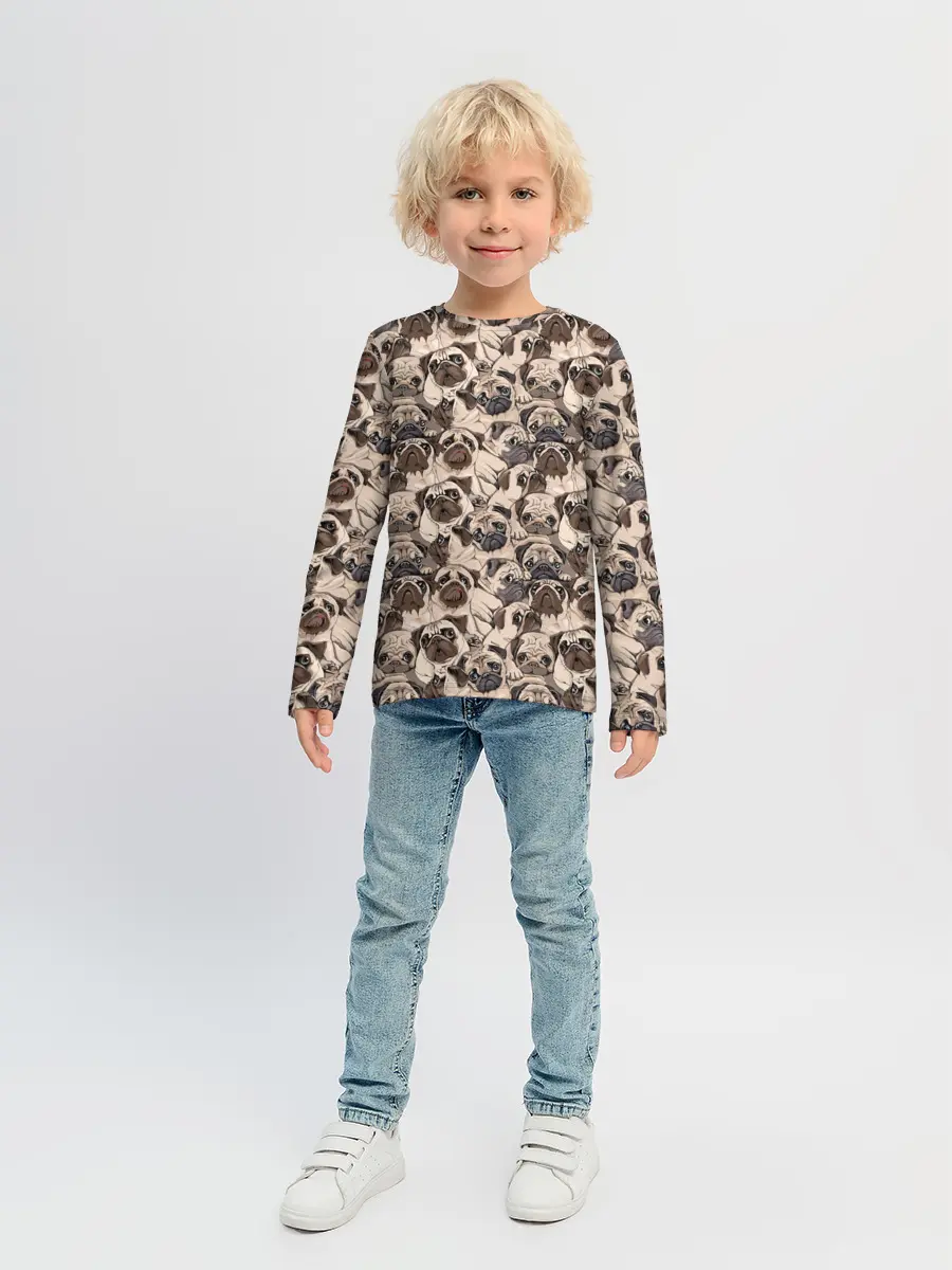 Детский лонгслив / Мопсы