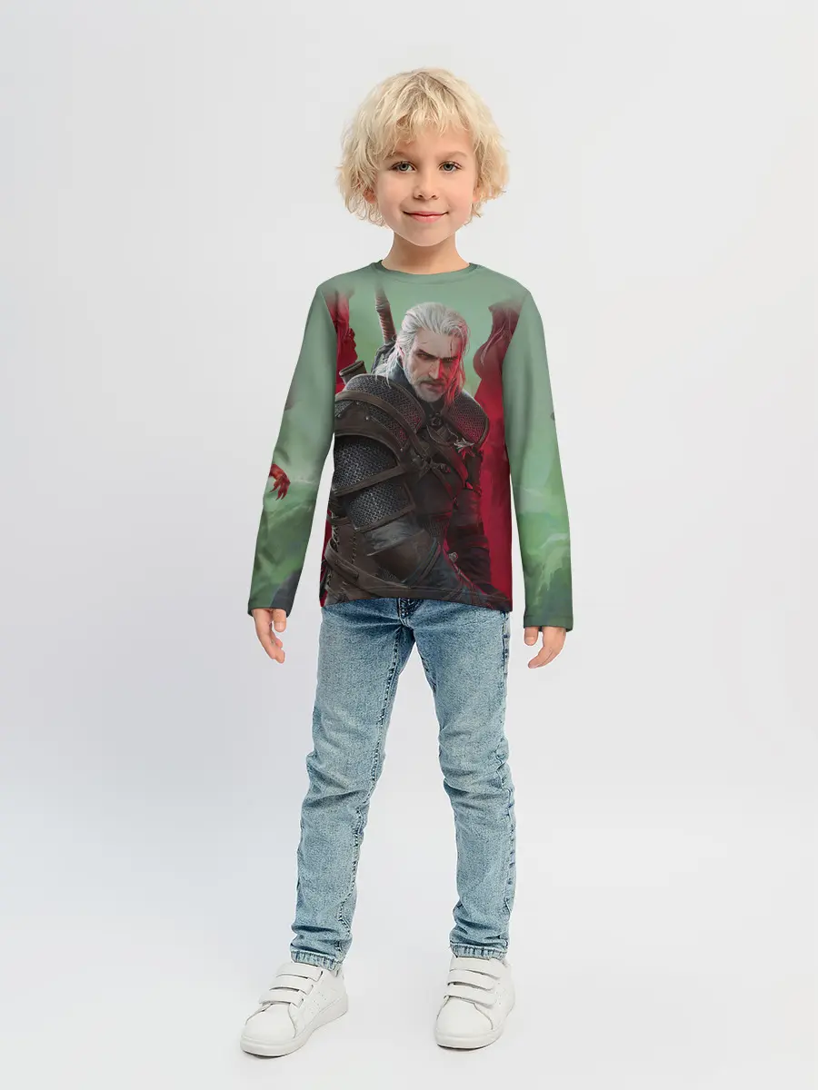 Детский лонгслив / ВЕДЬМАК | THE WITCHER | ГЕРАЛЬТ С МЕЧОМ