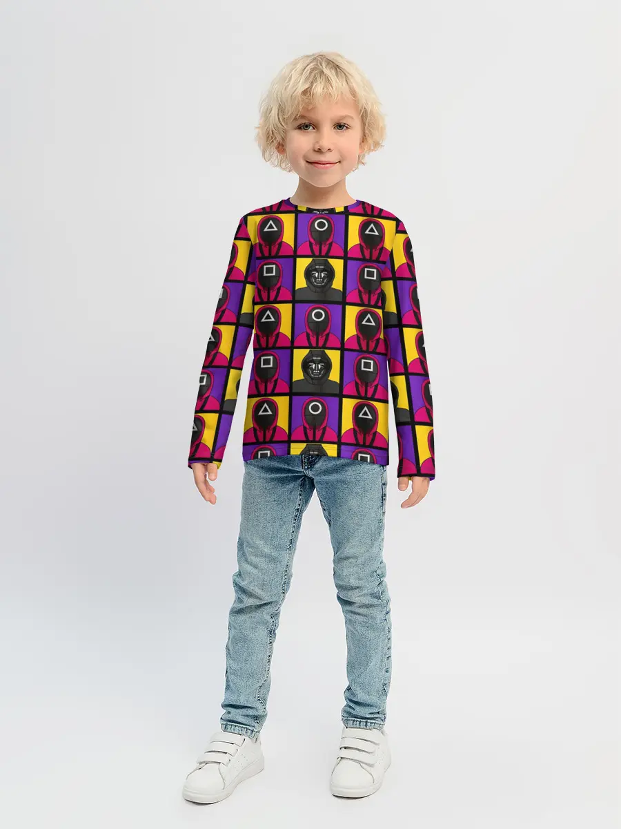 Детский лонгслив / ИГРА В КАЛЬМАРА / ОХРАНА / ВЕДУЩИЙ