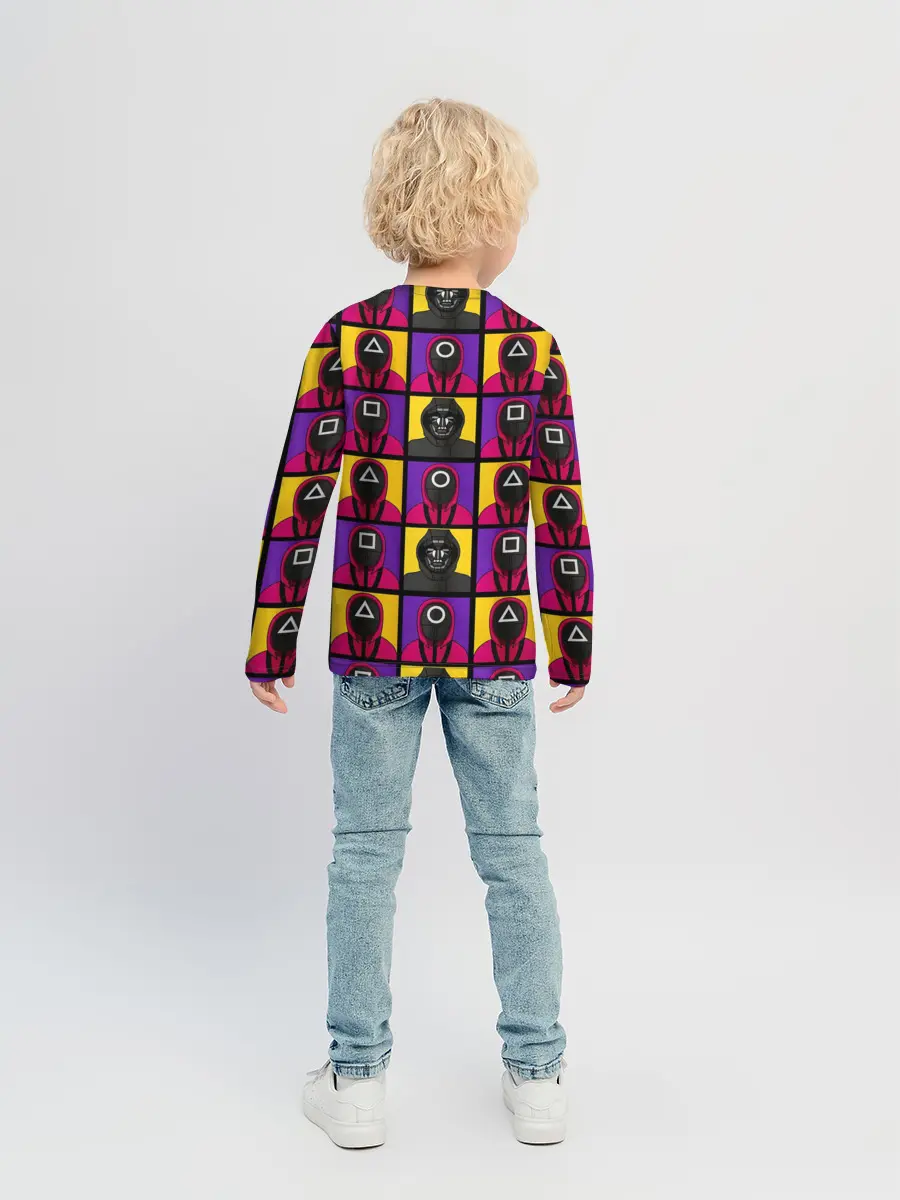 Детский лонгслив / ИГРА В КАЛЬМАРА / ОХРАНА / ВЕДУЩИЙ