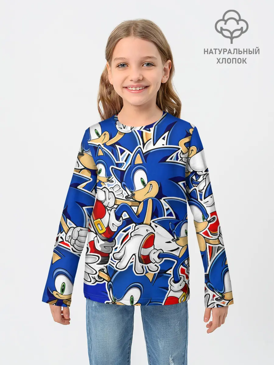 Детский лонгслив / SONIC ПАТТЕРН / СОНИК