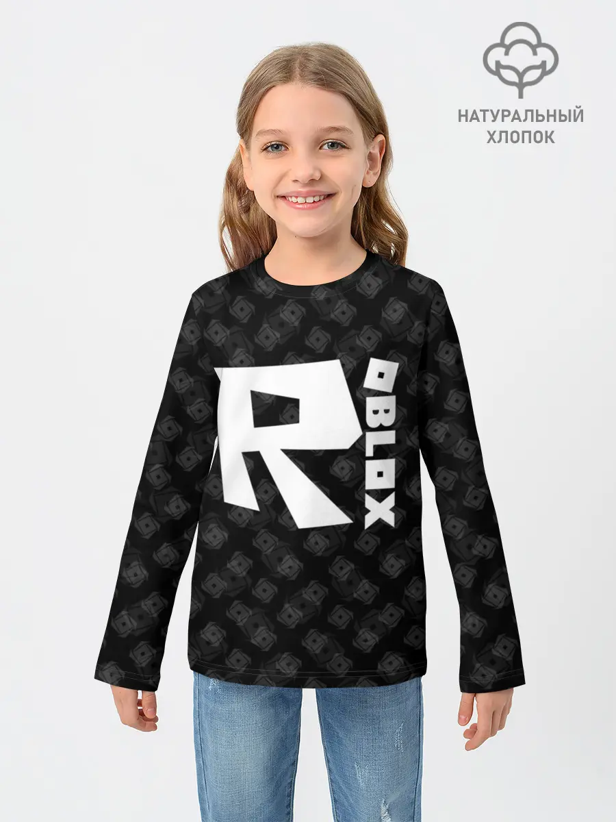 Детский лонгслив / РОБЛОКС ПАТТЕРН ЛОГОТИП