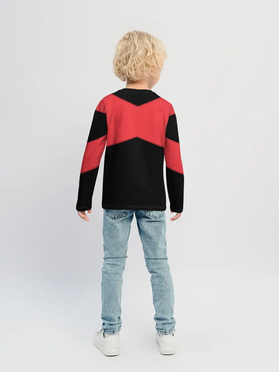 Детский лонгслив / ГЕОМЕТРИЯ МИНИМАЛИЗМ | КРАСНЫЕ ПОЛОСЫ