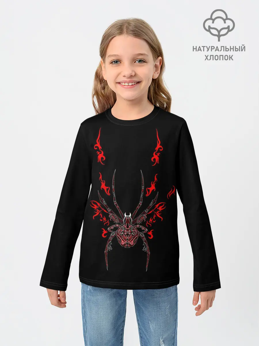 Детский лонгслив / Красно белый паук