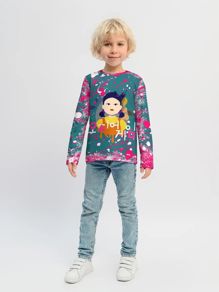 Детский лонгслив / ИГРА В КАЛЬМАРА SQUID GAME КУКЛА