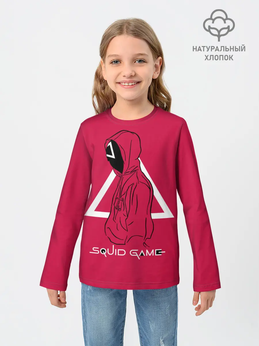 Детский лонгслив / Игра в кальмара: стражник треугольник