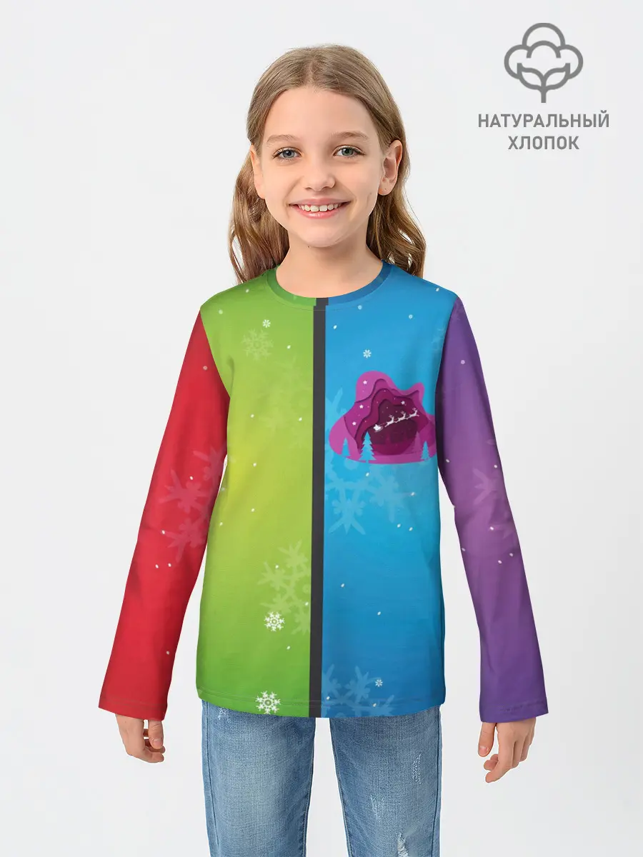 Детский лонгслив / Цветное рождество Snowflake