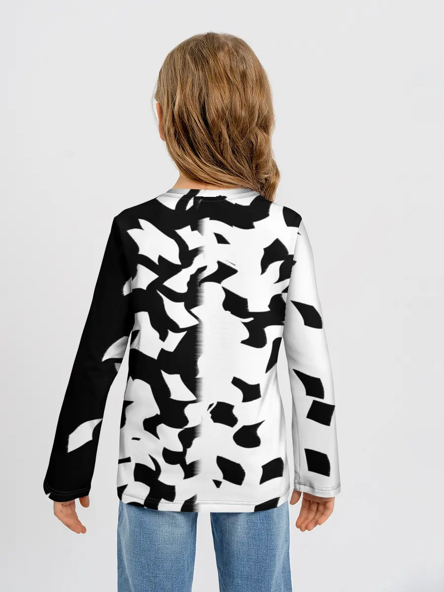 Детский лонгслив / черно-белый камуфляж