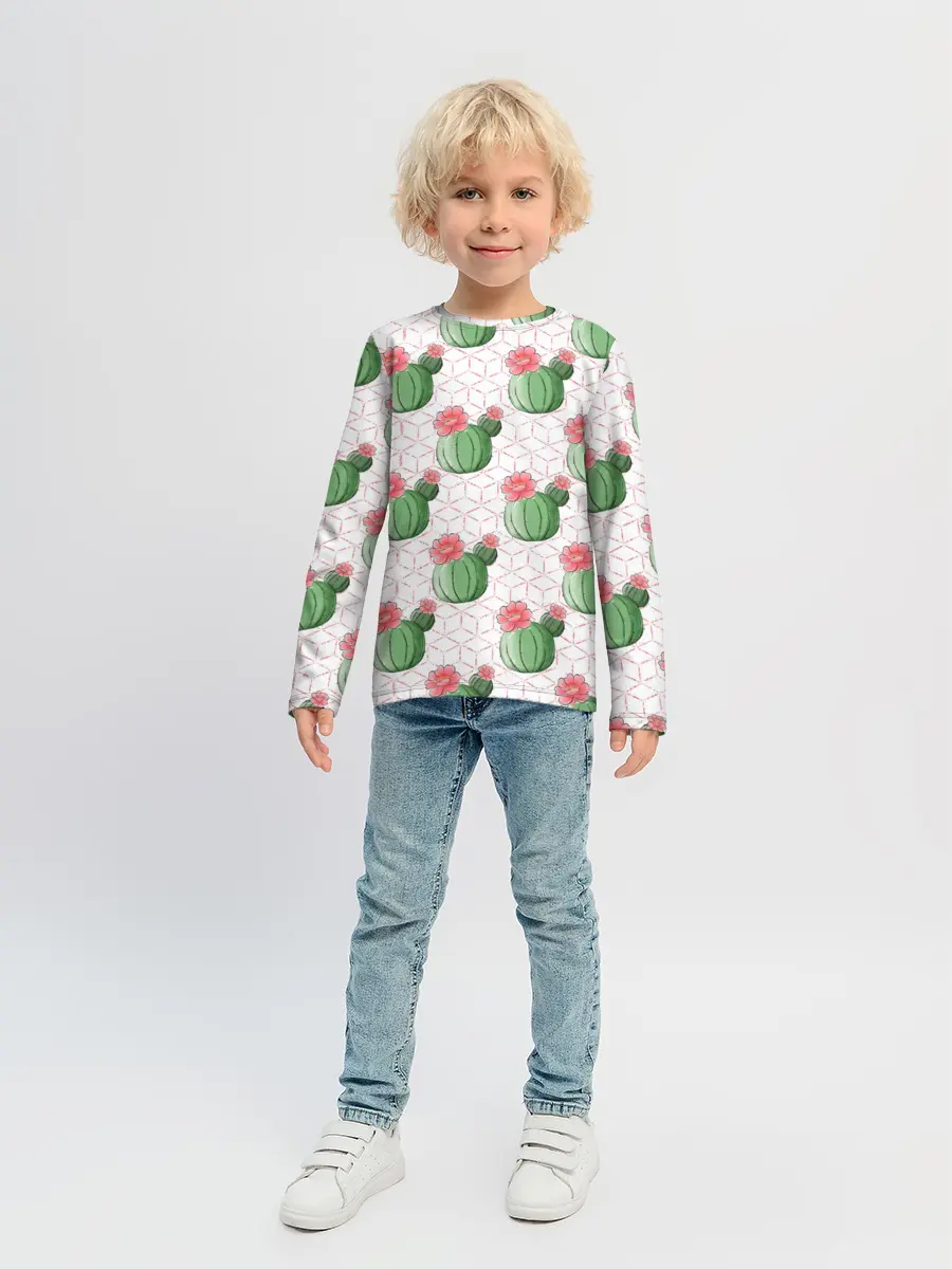 Детский лонгслив / Паттерн из кактусов