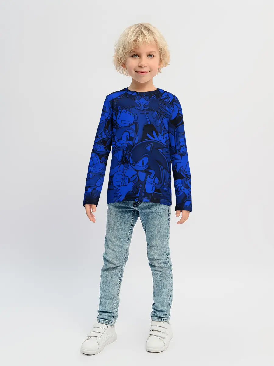 Детский лонгслив / SONIC BLUE PATTERN | СИНИЙ ЁЖ