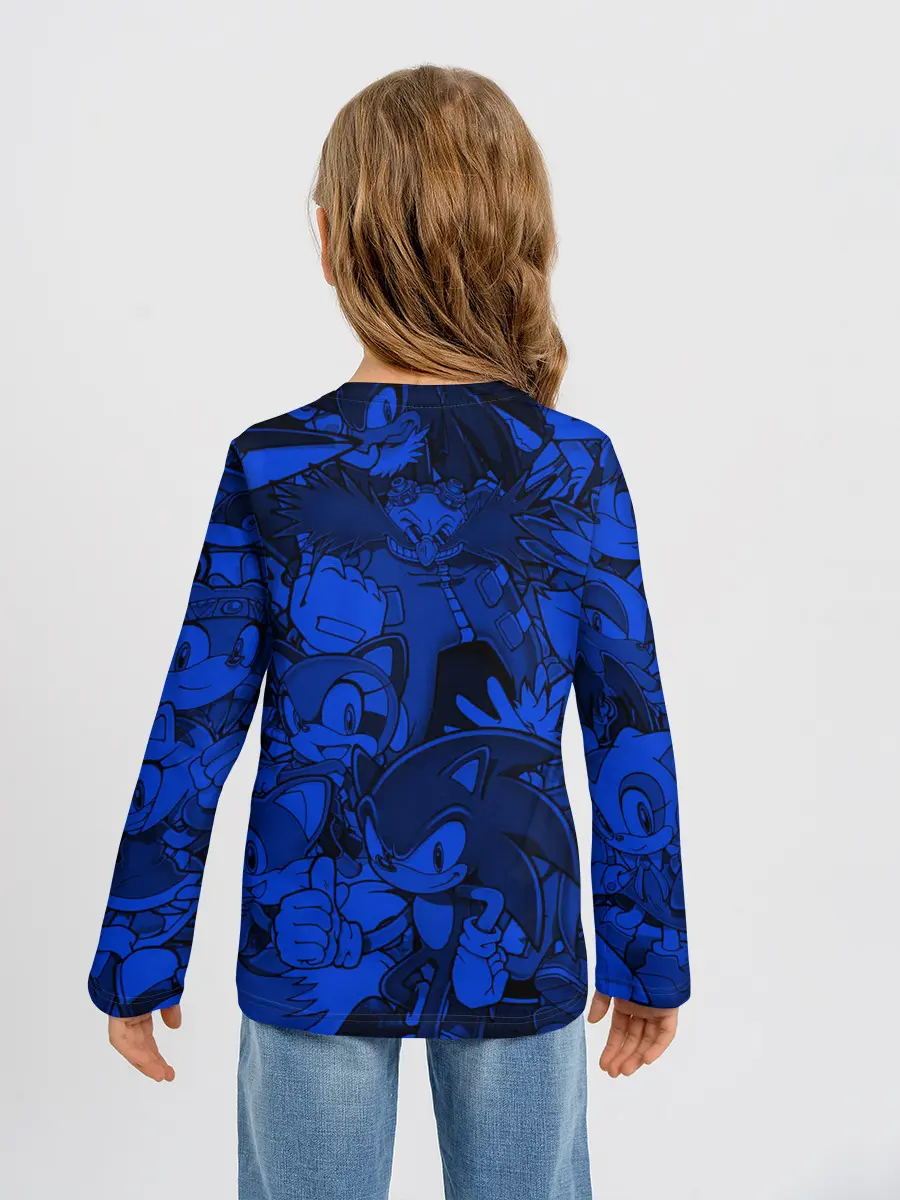 Детский лонгслив / SONIC BLUE PATTERN | СИНИЙ ЁЖ