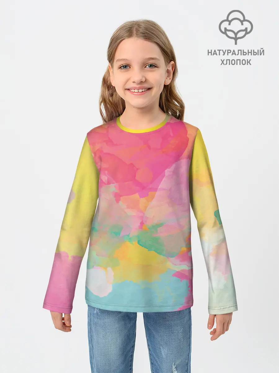 Детский лонгслив / Радужная акварель