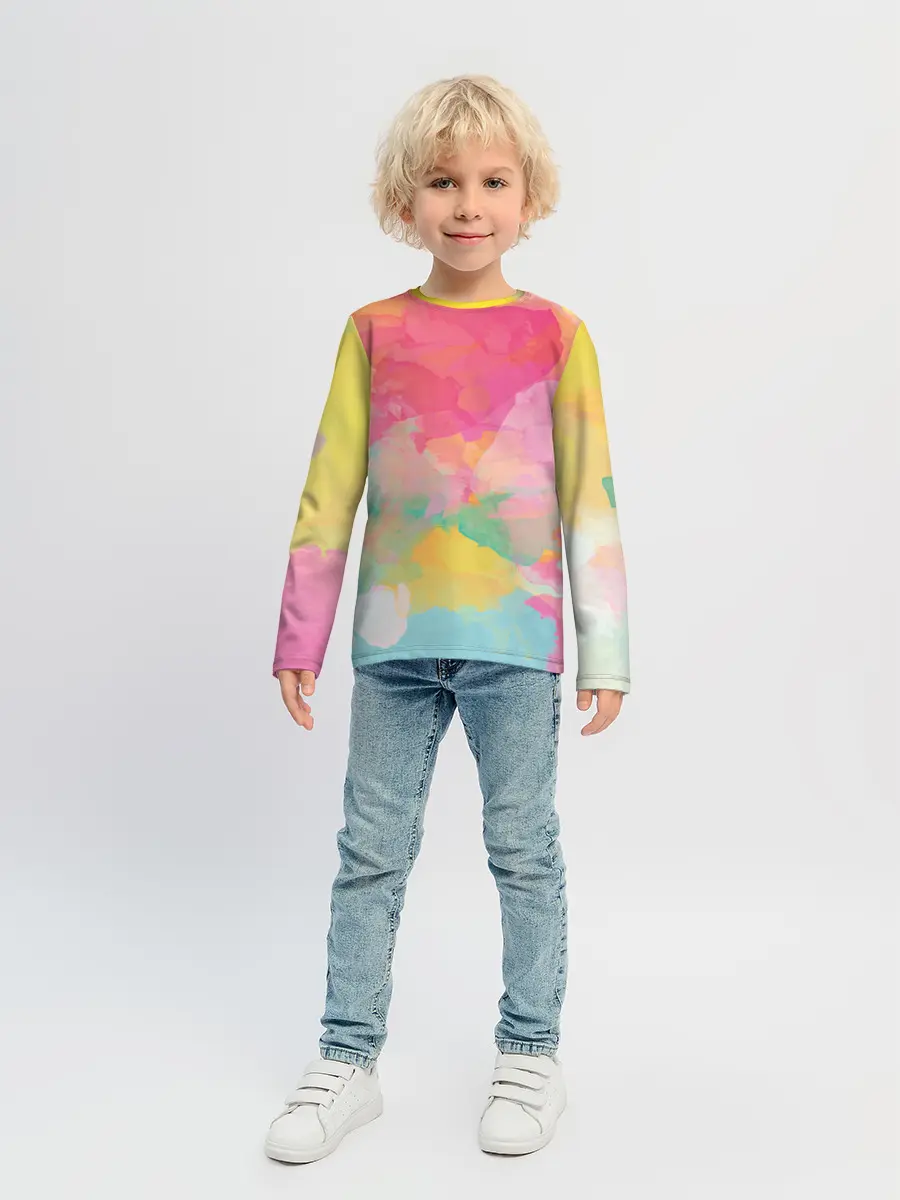 Детский лонгслив / Радужная акварель