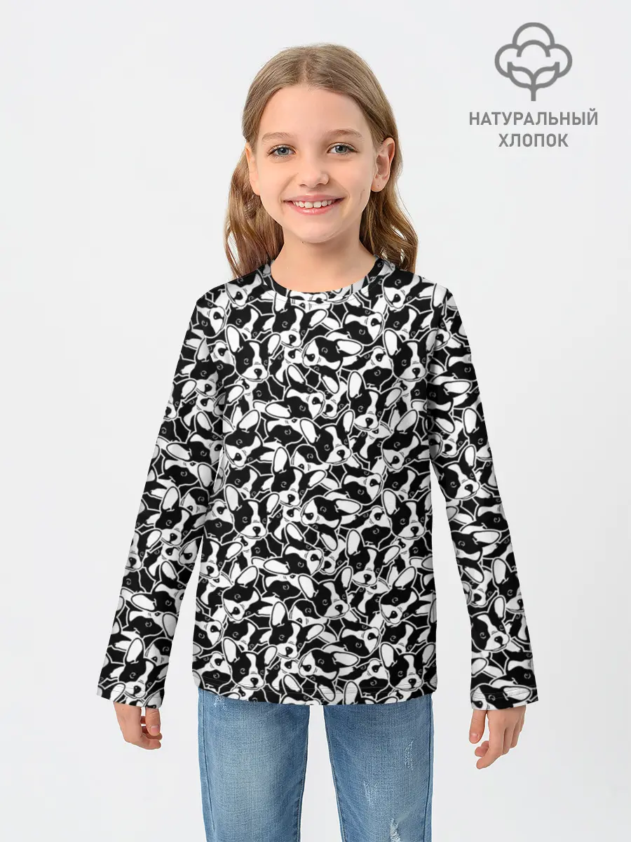 Детский лонгслив / Щенки Французского Бульдога