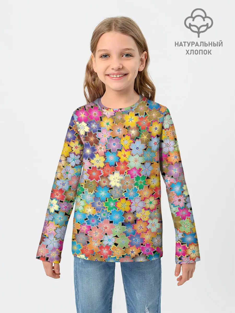 Детский лонгслив / цветы цветочки