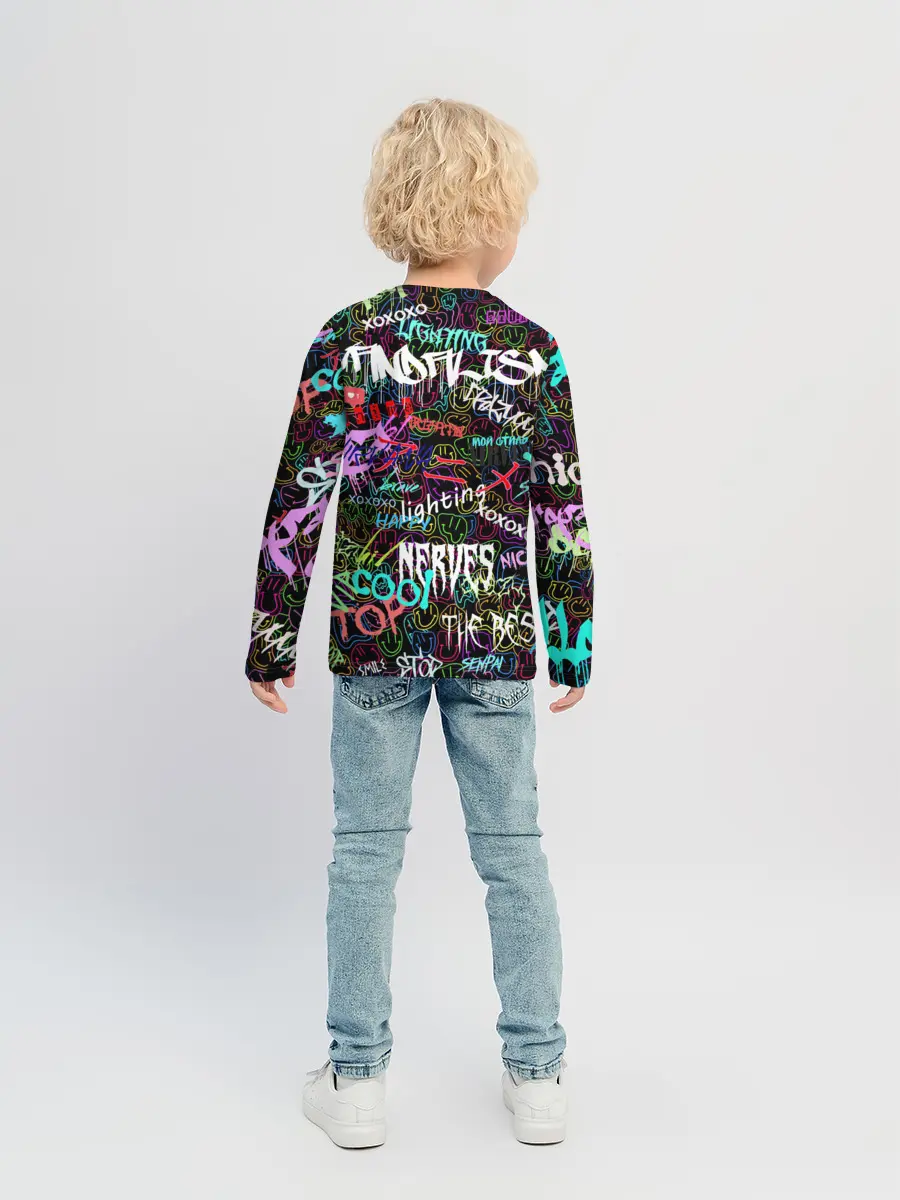Детский лонгслив / neon graffiti | Smile