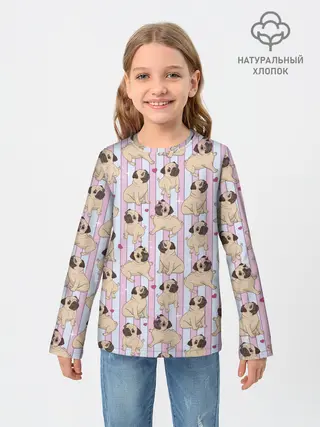 Детский лонгслив / Забавные Мопсы