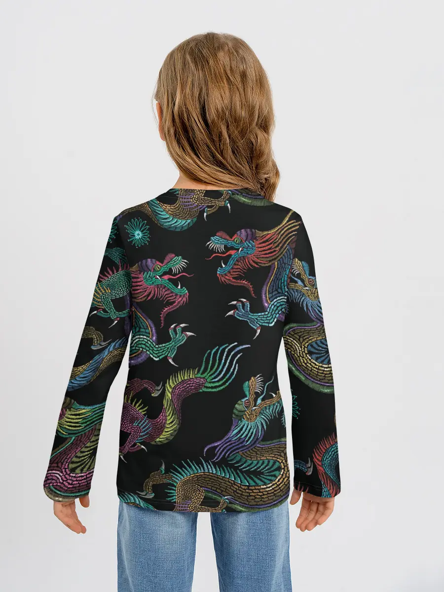 Детский лонгслив / Цветные драконы