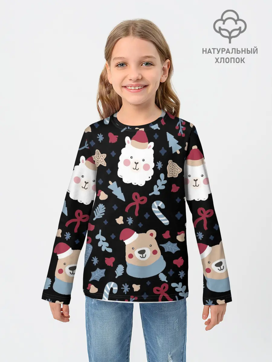 Детский лонгслив / Забавный Новый Год