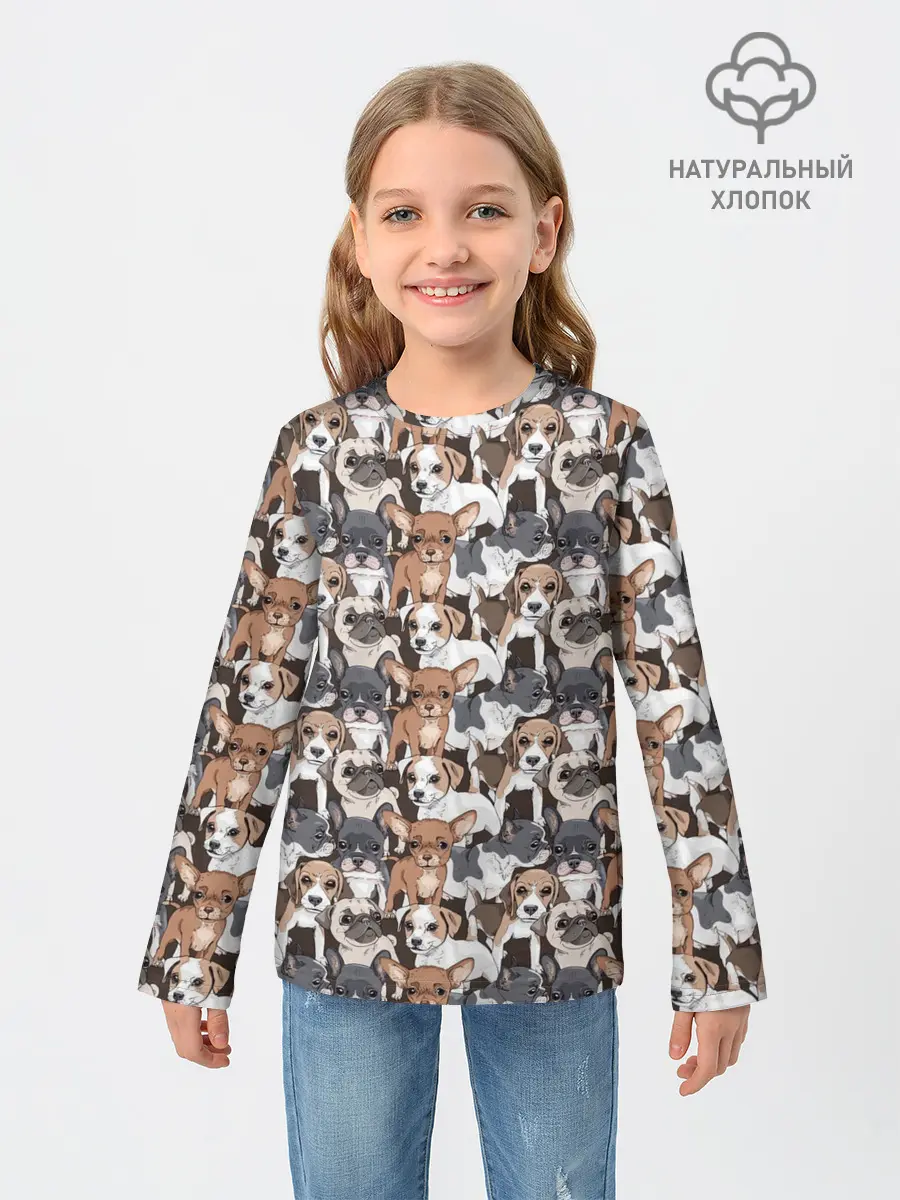 Детский лонгслив / Щенки Разных Пород