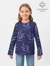 Детский лонгслив / Листья на темно синем фоне