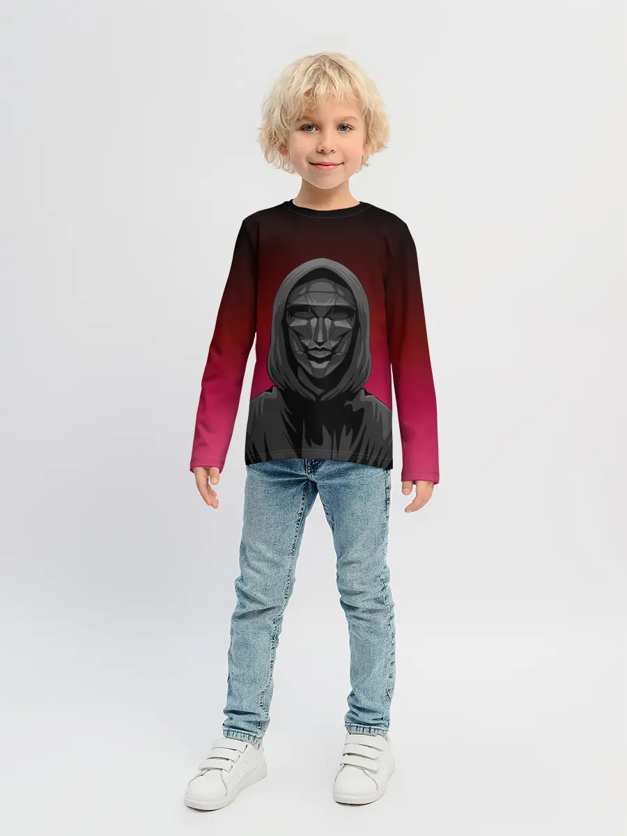 Детский лонгслив / Распорядитель игры на черно розовом фоне