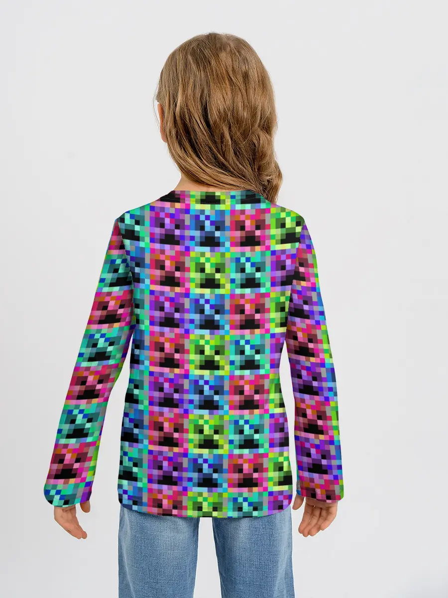 Детский лонгслив / МАЙНКРАФТ / MINECRAFT ЦВЕТНЫЕ КРИПЕРЫ