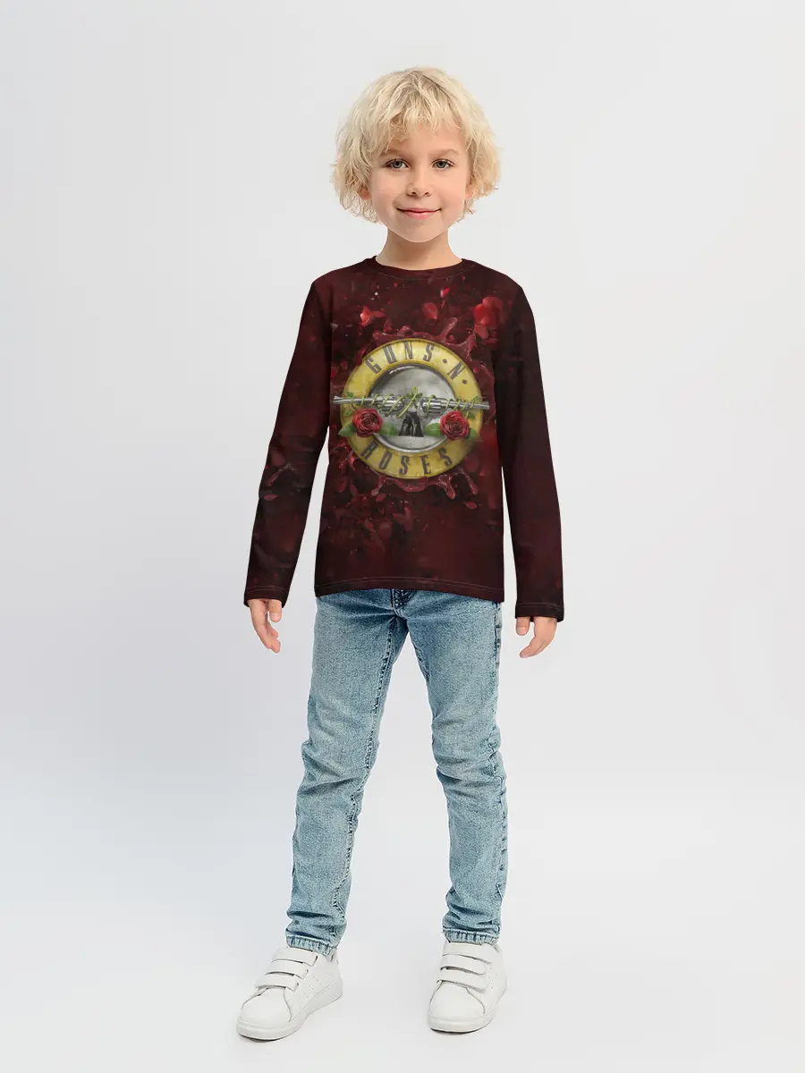 Детский лонгслив / Лого GNR в розах