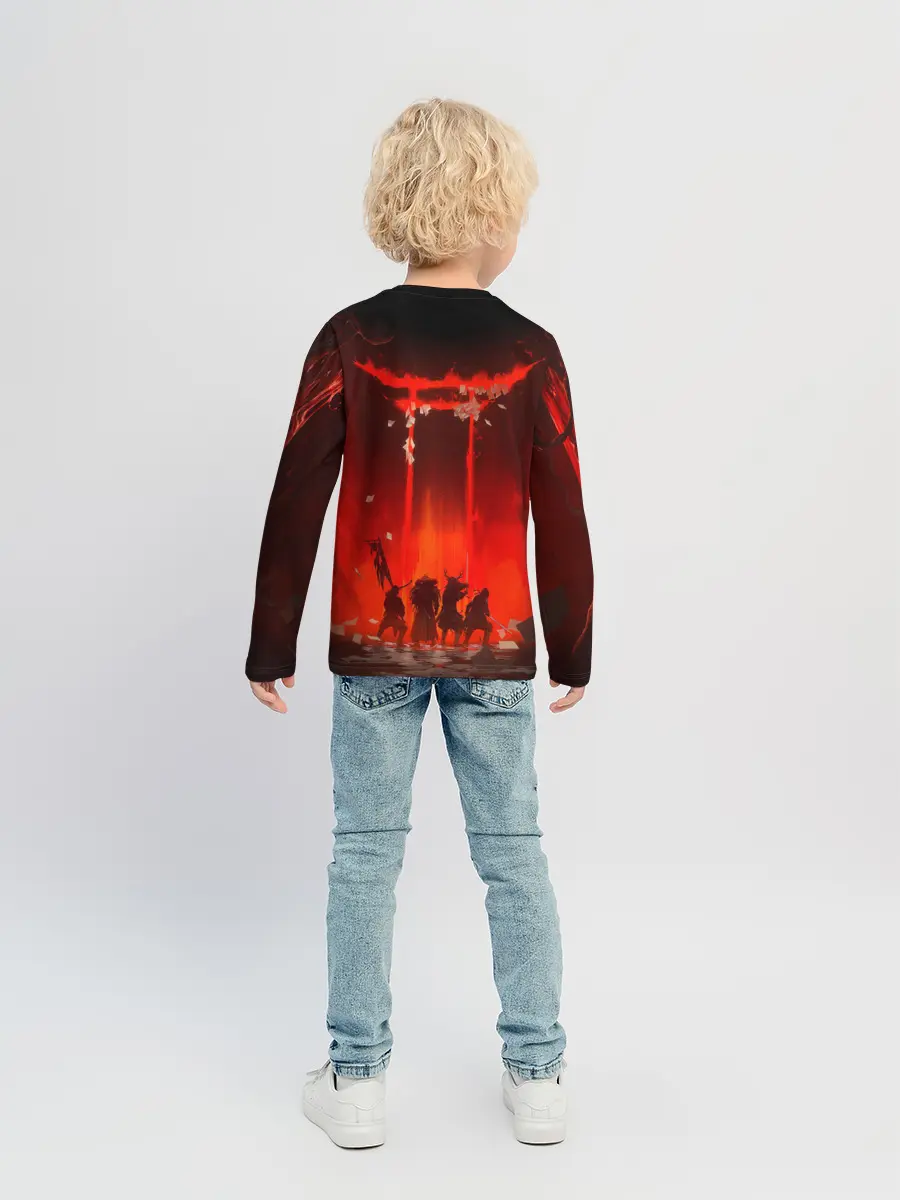 Детский лонгслив / GHOST OF TSUSHIMA САМУРИ В ОГНЕ